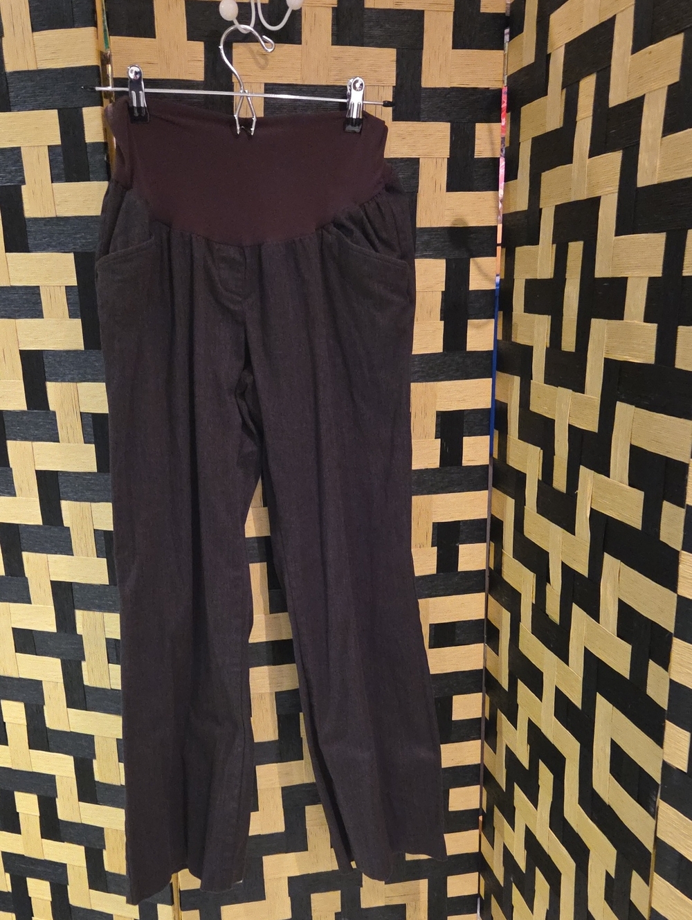 Motherhood Maternity Brown Maternity Trousers with Dark Waist Panel